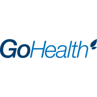 The image shows the GoHealth logo, with the name displayed in dark blue letters on a white background.