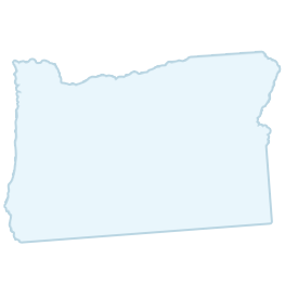 Outline map of the U.S. state of Oregon, with a light blue fill and a light blue border on a white background.