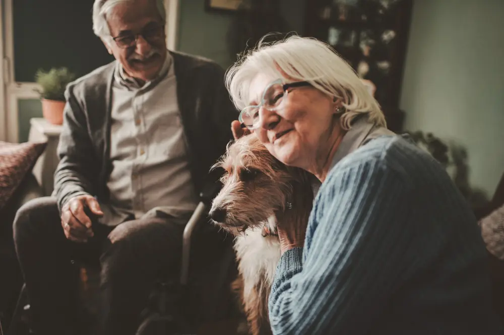 couple with dog